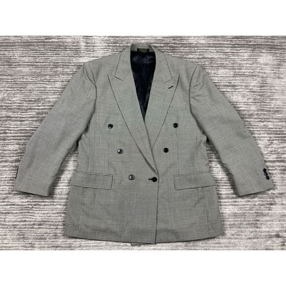 Gianfranco Ruffini Italy Blazer Mens 42 R‎ Gray Houndstooth Wool Double Breasted - Picture 1 of 14